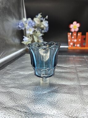 Blue Glass Tulip Votive Holder